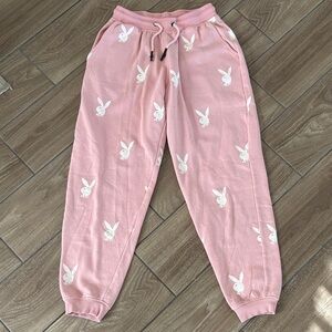 Missguided Playboy bunny collaboration pink sweatpant joggers Women’s size 4